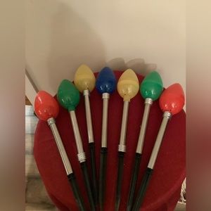 7 solar Christmas tree lights on stakes 15” including stake for walk or drive